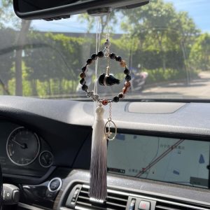 無名英雄｜打破逆境的英雄 黑色條紋瑪瑙 灰色拉長石 天珠葫蘆 999純銀轉運珠 999純銀貔貅 玉石 水晶 流蘇 吊飾 車內掛飾飾品 流蘇