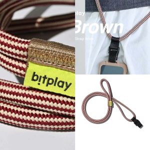 bitplay｜手機掛繩 8mm風格掛繩 內建安全扣設計 附手機墊片 紅棕色斜背吊繩 頸掛繩 背帶 可調節長度 蘋果安卓均適用