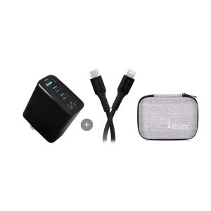 MYCELL｜充電套組 65W GaN氮化鎵充電器＋MFI認證 TypeC to Lightning 充電傳輸線150cm