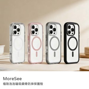 MoreSee 墨舍｜極致泡泡磁吸鋼骨防摔保護殼 防摔殼 iPhone 16/16plus/16pro/16promax手機殼