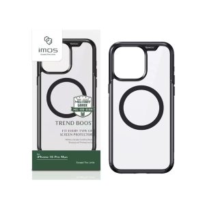 iMos｜iPhone16Pro/16ProMax手機殼TREND BOOST【黑色】磁吸軍規防震保護殼 附手機墊片＋充電孔保護膜