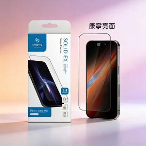 iMos｜iPhone18/17/16/15/14/13/Plus/Pro/Max2.5D極細黑邊AGbC康寧亮面玻璃貼原廠公司貨