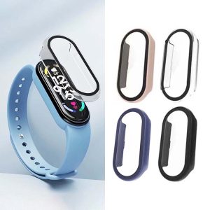小米手環8/9/10保護殼 8/8NFC/9/9NFC/10/10NFC/10陶瓷版 玻璃+PC框素色保護殼 殼膜一體
