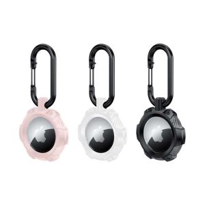AirTag保護套 簡約碳纖維紋追蹤定位器保護套 AirTag配件 粉色 白色 黑色