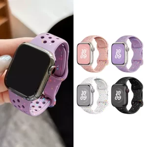 Apple Watch錶帶｜透氣洞洞星屑款 蝴蝶扣運動型錶帶