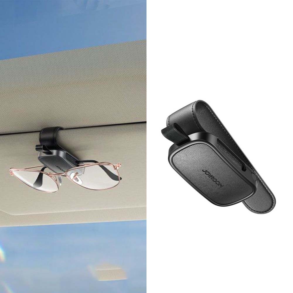 JOYROOM｜汽車遮陽板 眼鏡支架 全皮革包覆 不傷汽車遮陽板和眼鏡 單手操作 磁吸扣 秒收納 JR-ZS511