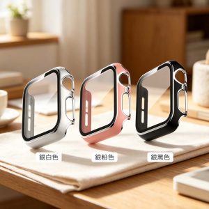 Apple Watch 4/5/6/SE1/SE2/SE3 44mm保護殼 玻璃膜+保護框 雙色電鍍手錶防撞殼