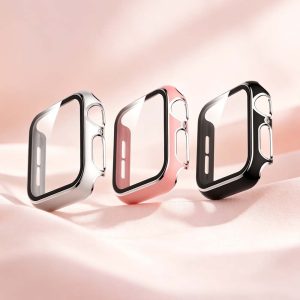 apple Watch 7/8/9 41mm保護殼 玻璃膜+保護框 雙色電鍍手錶防撞殼