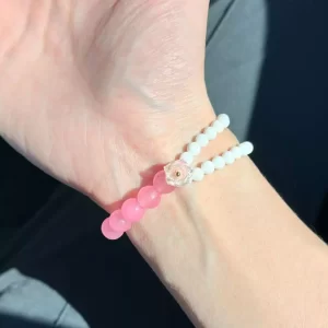 水晶手鍊｜花籤手札系列 杏雨梨雲 深色粉晶 硨磲 立體樹脂小花 手珠 手飾 飾品 手串 玉石手鍊 山水之寶