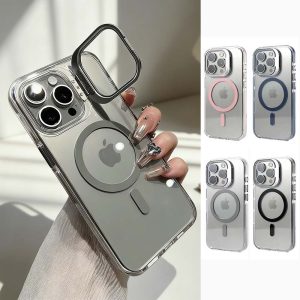 iPhone i16Pro/16Promax/15Pro/15Promax手機殼 隱形鏡框支架磁吸防摔殼 J2