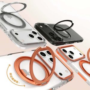 iPhone18Pro/Max/17/Air/17Pro/max手機殼 彩邊360旋轉磁吸支架氣囊防摔殼 不支援無線充電