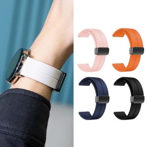 三星/小米/Garmin Quick Releas快拆式錶帶替換錶帶 親膚矽膠 磁吸摺疊扣運動通用錶帶 20mm