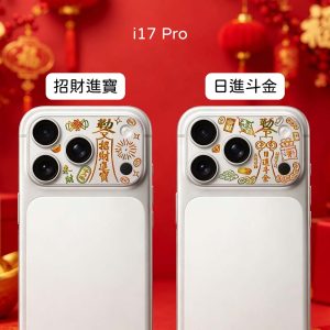 彩繪鏡頭底座貼｜iCCUPY極光晶雕系列霧面鏡頭底座膜（不含鏡頭貼）附擦拭布＋刮板 17Pro/17ProMax好運招財符
