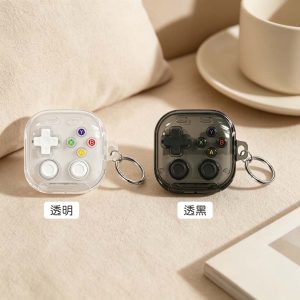 三星 Buds4、Buds4 Pro保護殼|透明款 復古遊戲機造型隱形支架耳機保護套 附金屬扣環 耳機保護殼