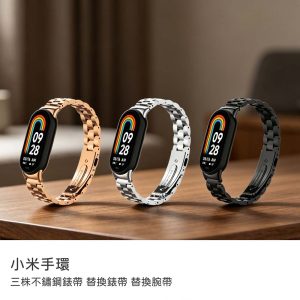 小米手環8/9/10替換錶帶8/8NFC/9/9NFC/10/10NFC/10陶瓷版共用 三株不鏽鋼錶帶