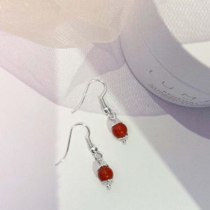 水晶耳環｜時間之輪 紅韻獻禮 紅龍紋瑪瑙 S925純銀耳環 鈦原色耳骨夾 生日情人節禮物 好運小物